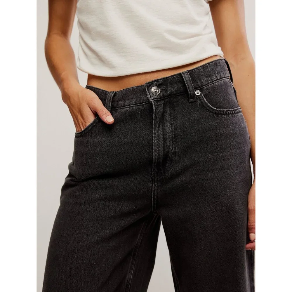 FREE PEOPLE We The Free Stride Straight 'n Wide Jeans / Miles To Go - Picture 5 of 10